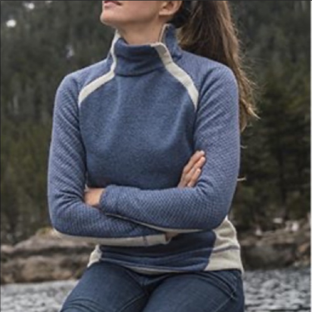 Prana Brandie Blue Wool Blend Sweater Top S